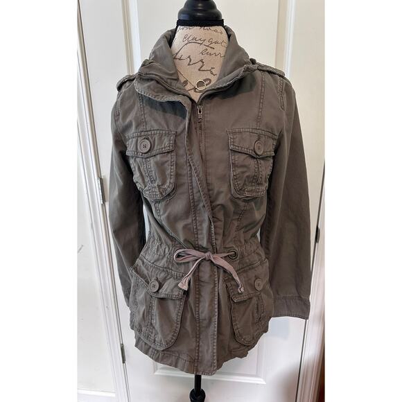 Mossimo Supply Co. Women's sz L Utility Jacket Tie Waist Green Boho Y2K Cargo - Picture 1 of 10